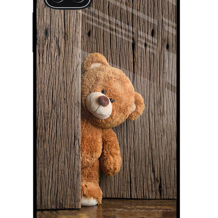 Teddy Wooden Samsung A22 5G Glass Case Back Cover by Casekaro