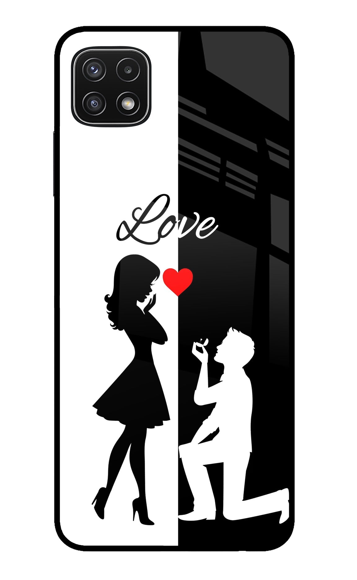 Love Propose Black And White Samsung A22 5G Glass Case