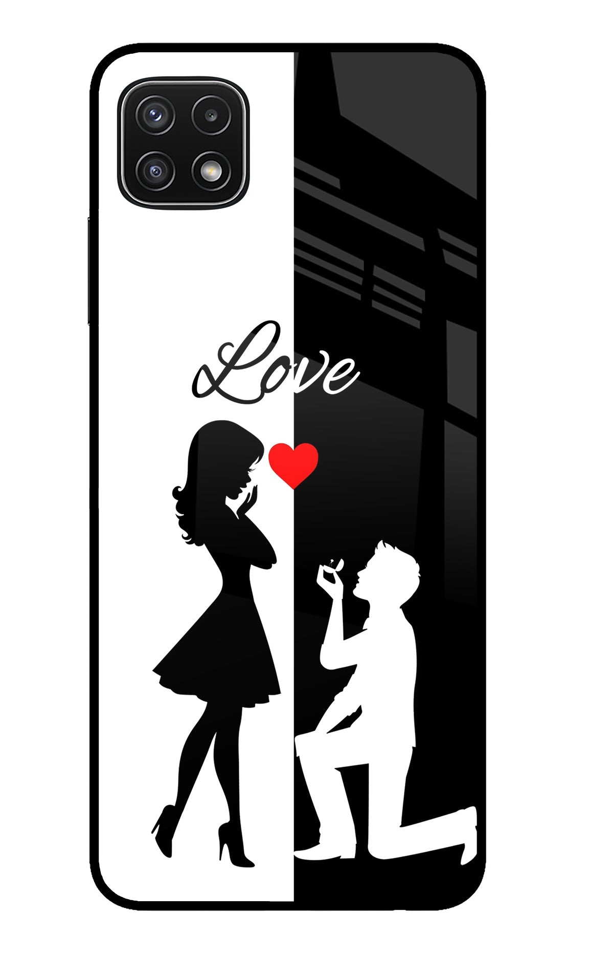 Love Propose Black And White Samsung A22 5G Back Cover