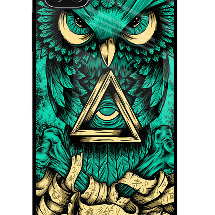 Green Owl Samsung A22 5G Glass Case Back Cover by Casekaro