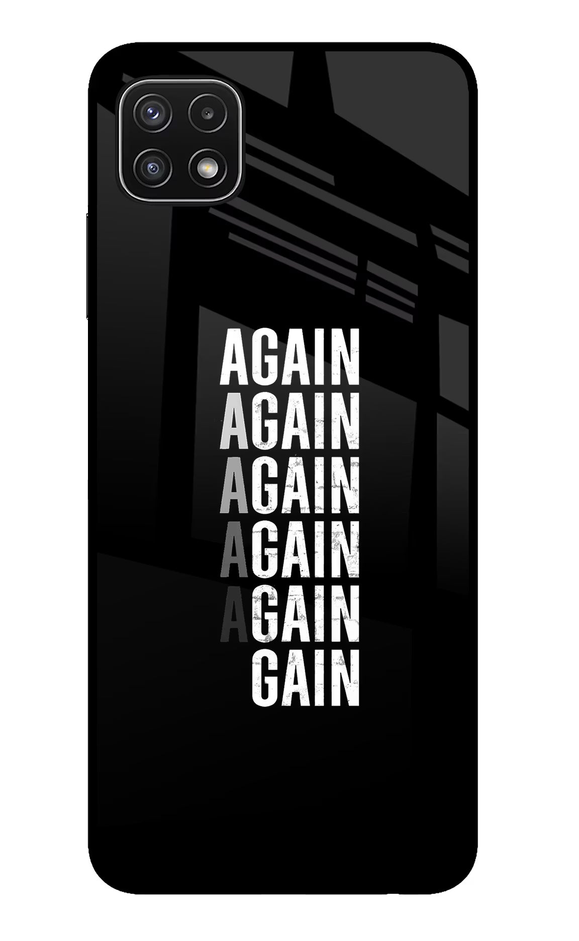 Again Again Gain Samsung A22 5G Glass Case Back Cover by Casekaro
