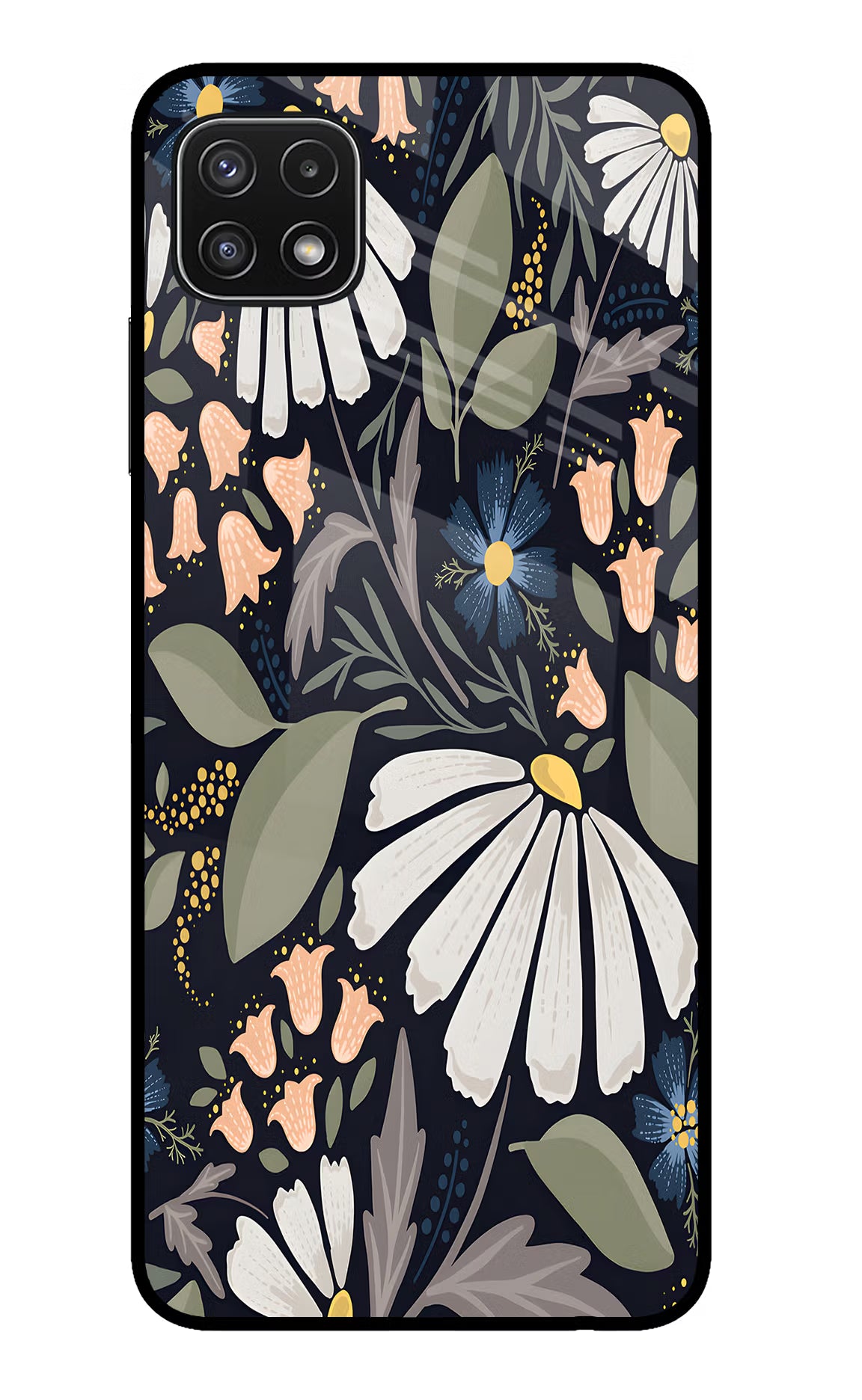 Flowers Art Samsung A22 5G Glass Case Back Cover by Casekaro
