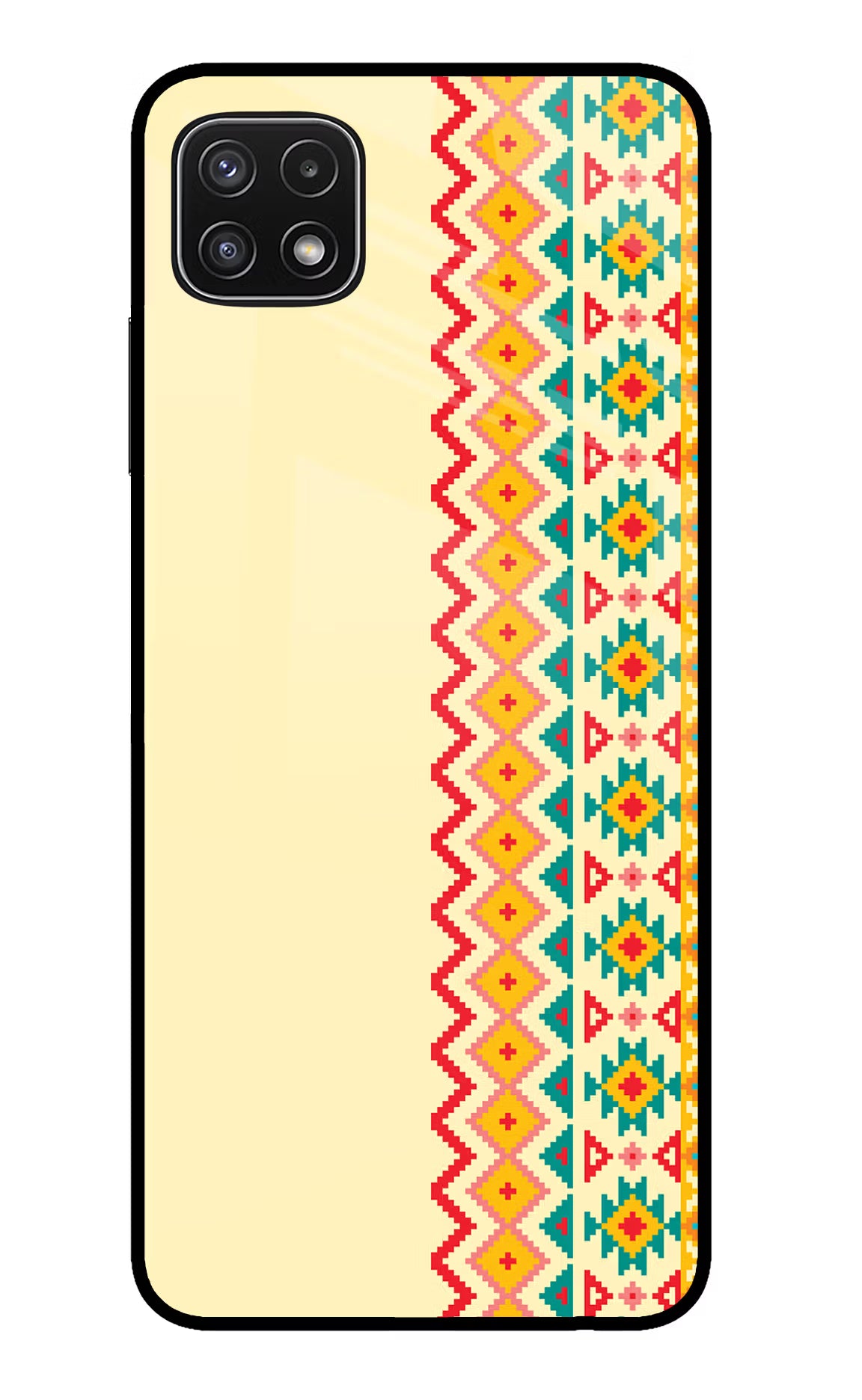 Ethnic Seamless Samsung A22 5G Glass Case Back Cover by Casekaro