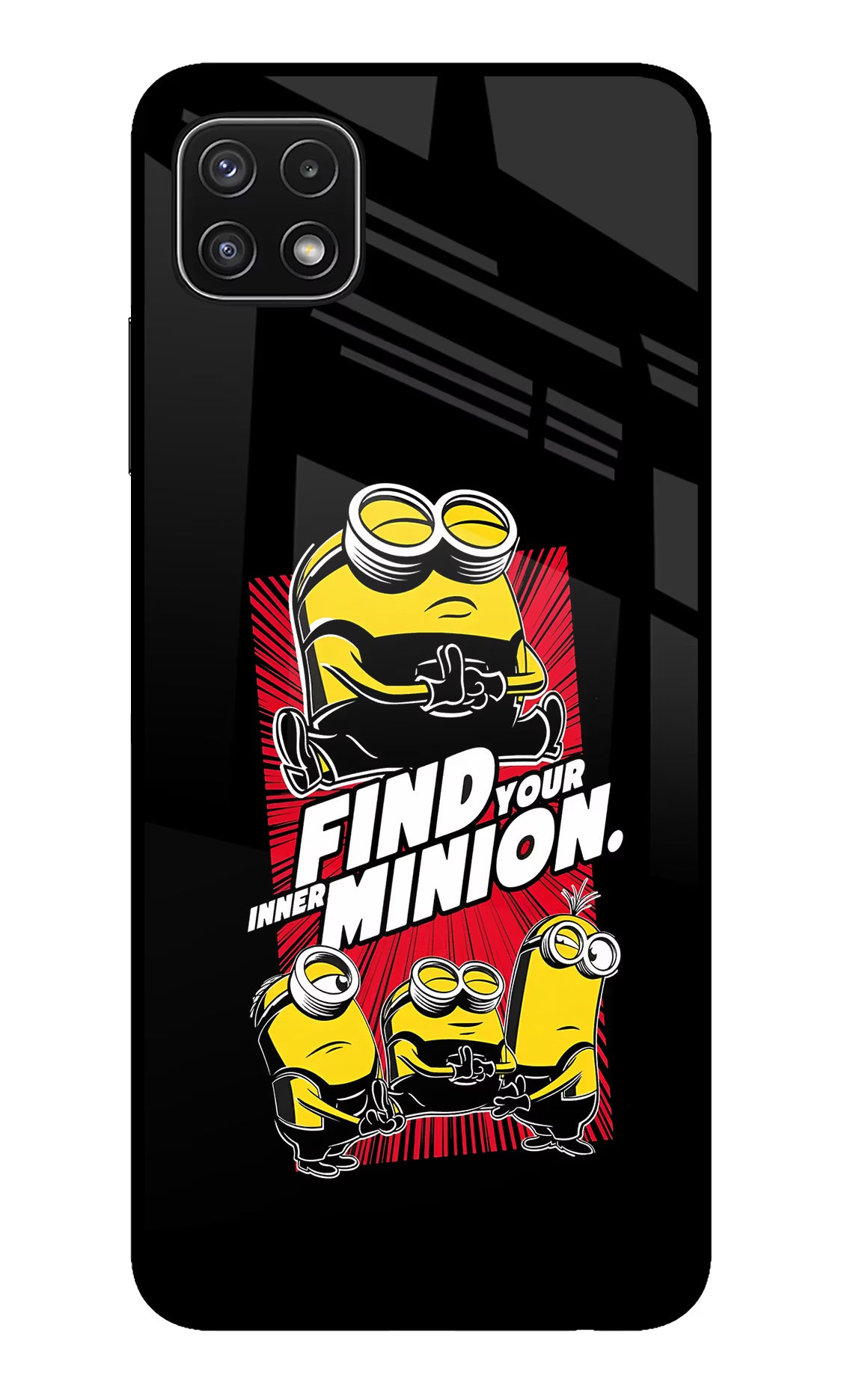 Find your inner Minion Samsung A22 5G Glass Case Back Cover by Casekaro