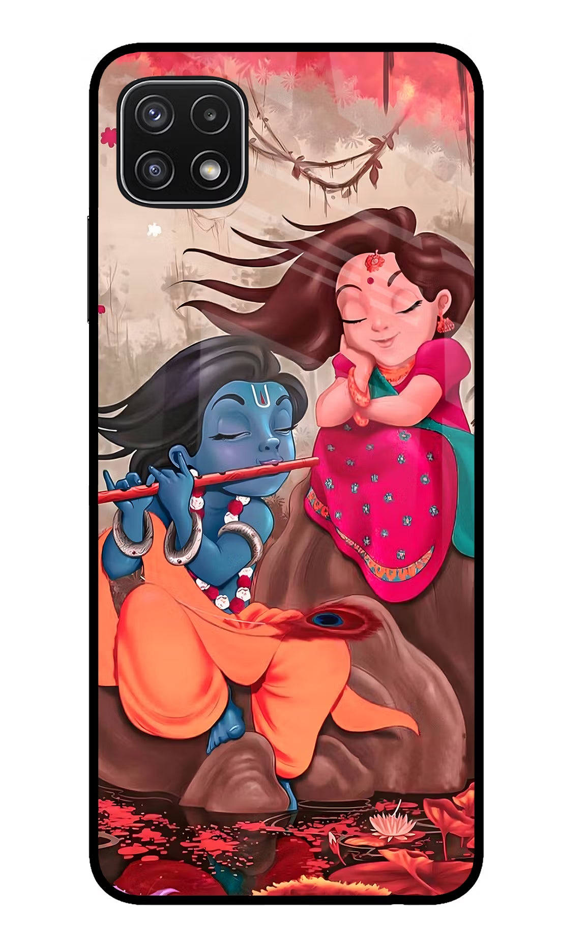 Radhe Krishna Samsung A22 5G Glass Case Back Cover by Casekaro