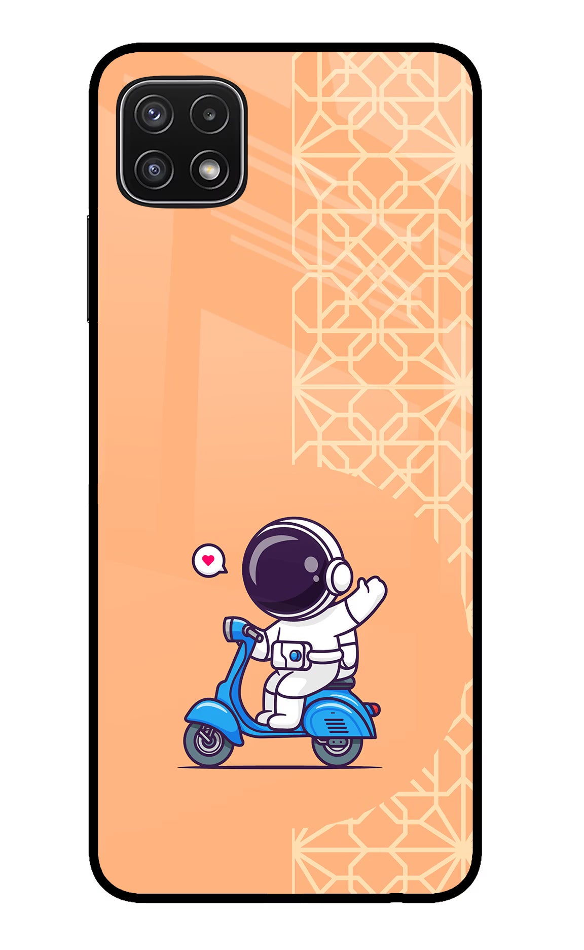 Cute Astronaut Riding Samsung A22 5G Glass Case Back Cover by Casekaro