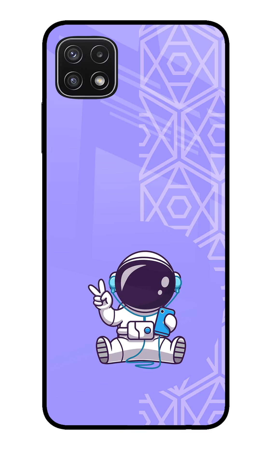 Cute Astronaut Chilling Samsung A22 5G Glass Case Back Cover by Casekaro
