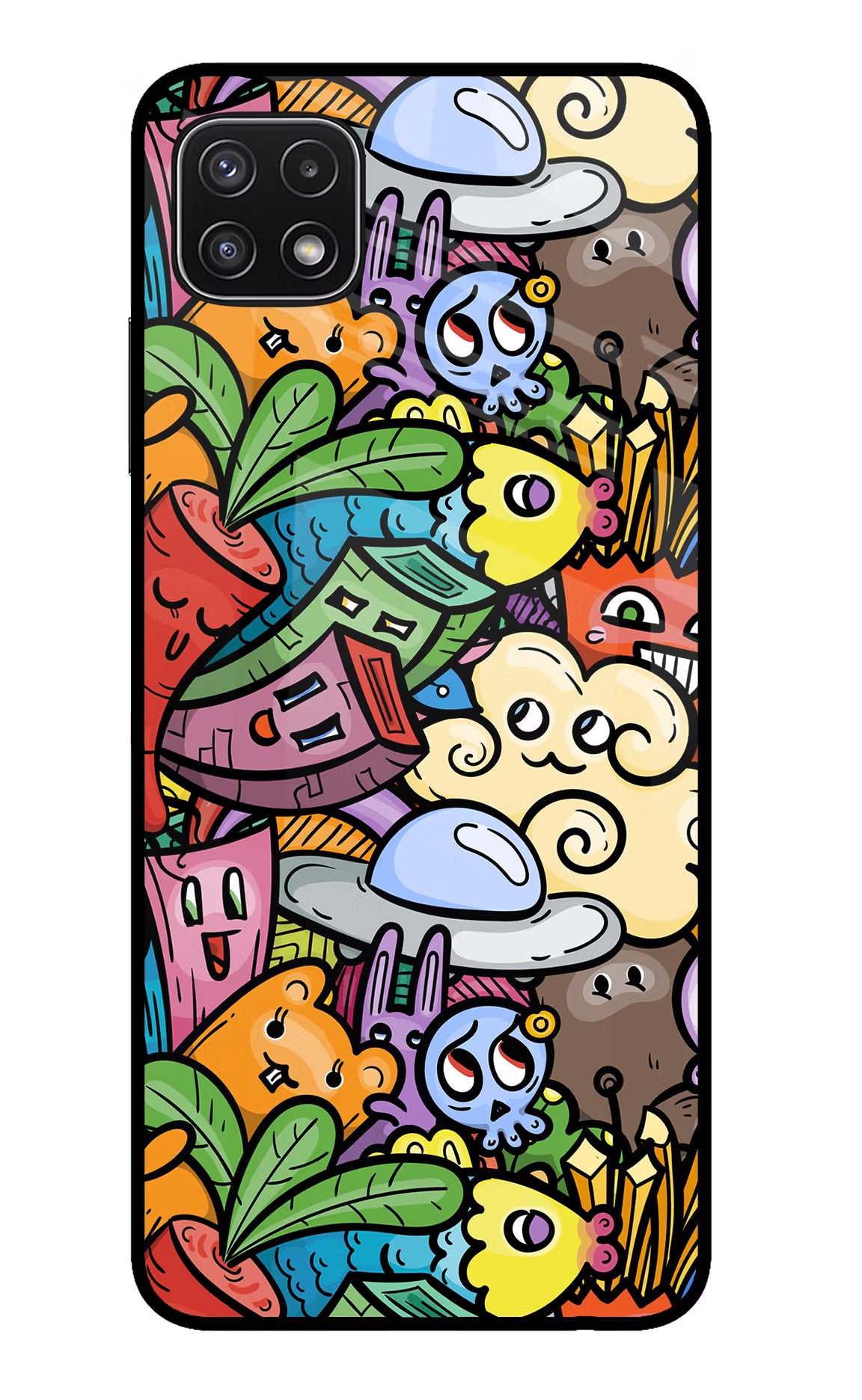 Veggie Doodle Samsung A22 5G Glass Case Back Cover by Casekaro