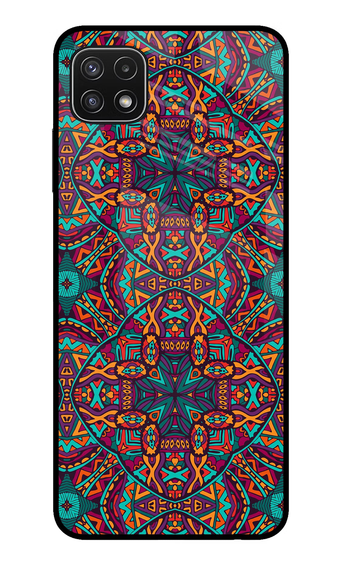 Colour Mandala Samsung A22 5G Glass Case Back Cover by Casekaro