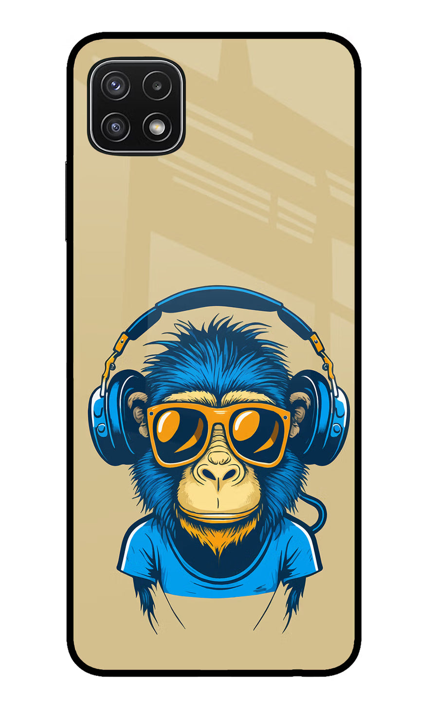 Monkey Headphone Samsung A22 5G Back Cover, Glass case