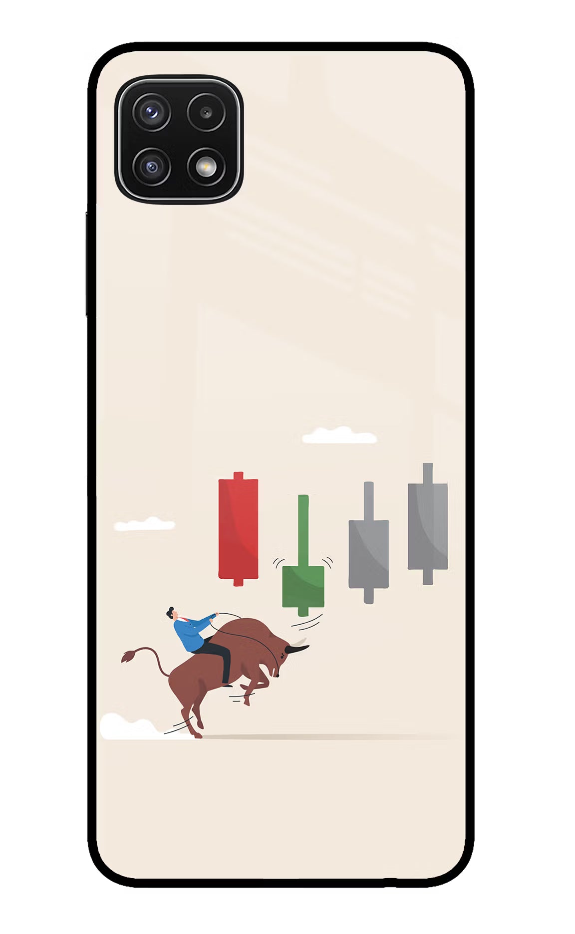 Bull Trading Momentum Samsung A22 5G Glass Case Back Cover by Casekaro
