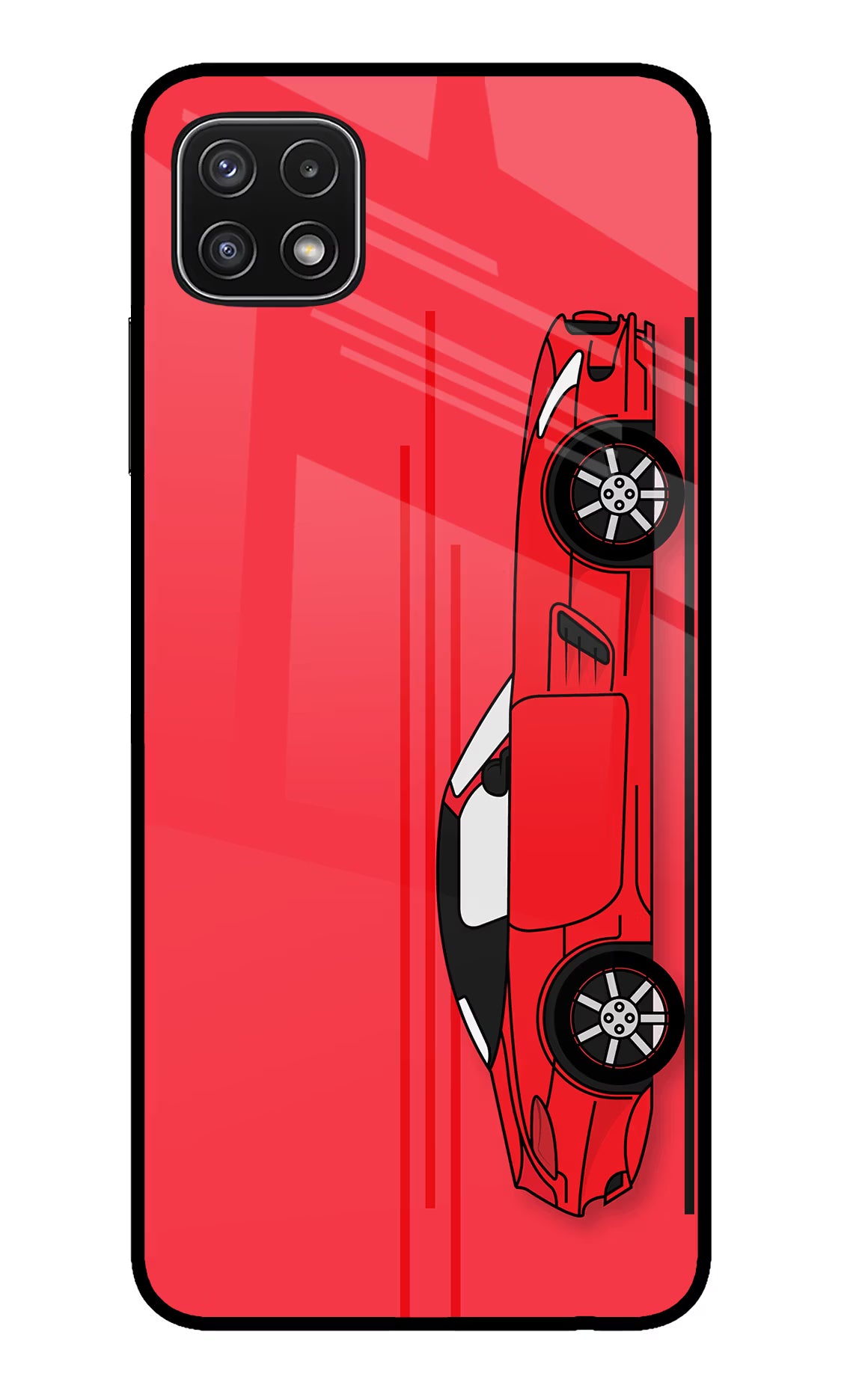 Red Velocity Samsung A22 5G Glass Case Back Cover by Casekaro