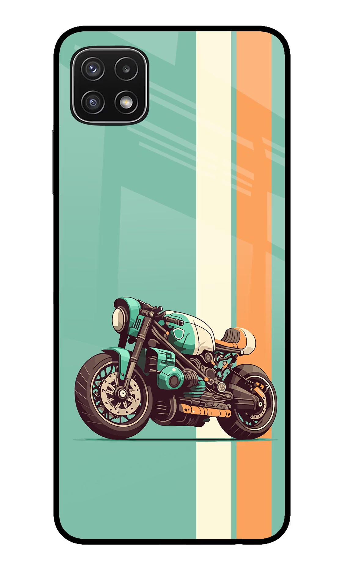 Striped Moto Drift Samsung A22 5G Glass Case Back Cover by Casekaro