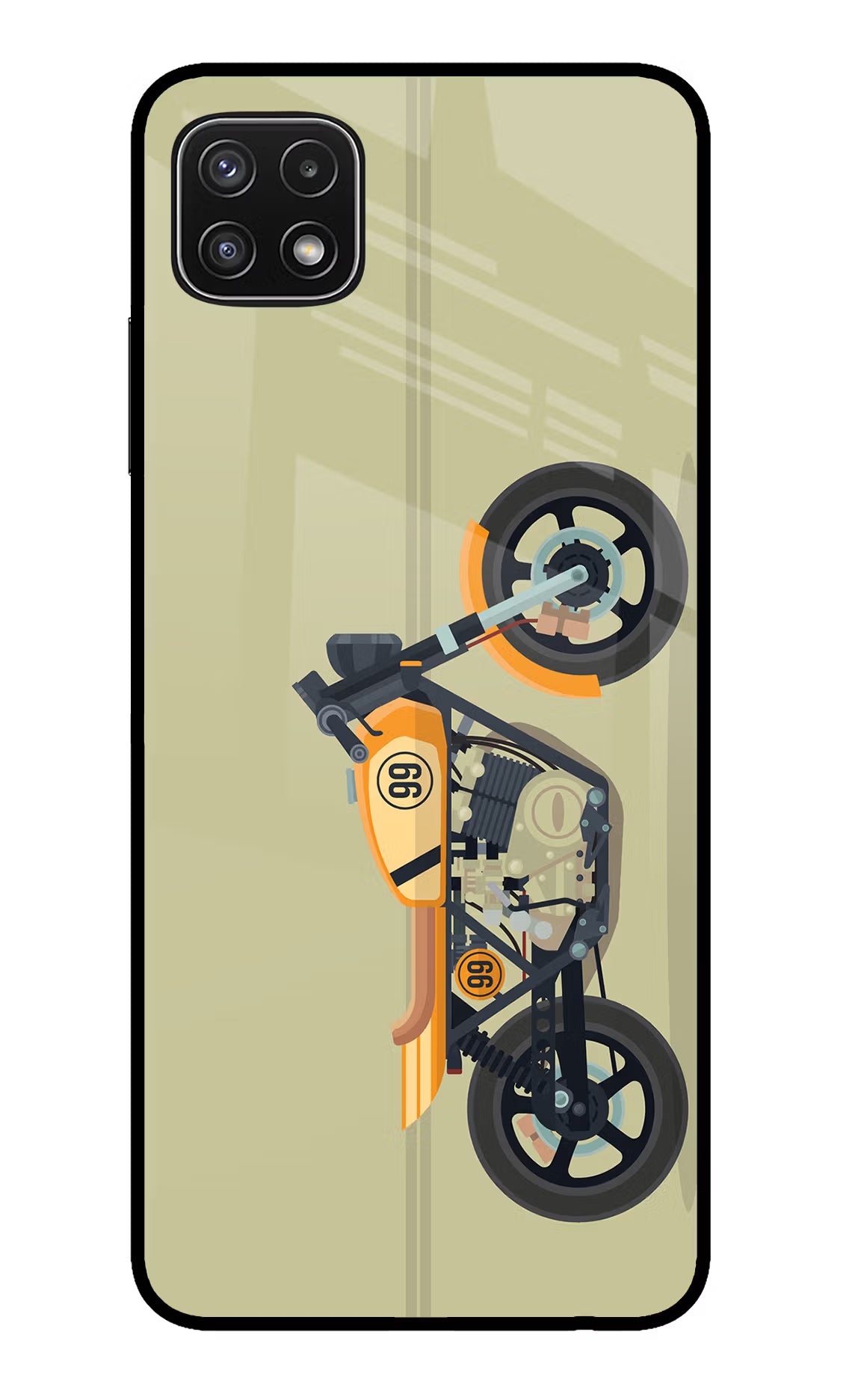 Vertical Speedster Samsung A22 5G Glass Case Back Cover by Casekaro