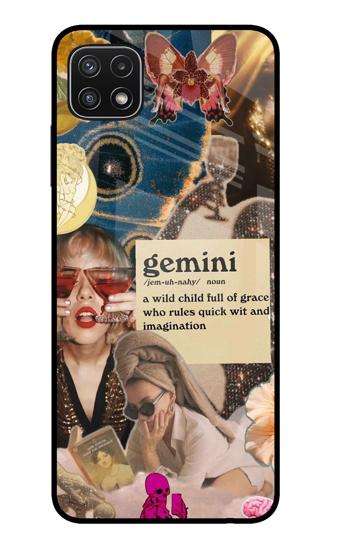 Gemini Zodiac Samsung A22 5G Glass Case Back Cover by Casekaro