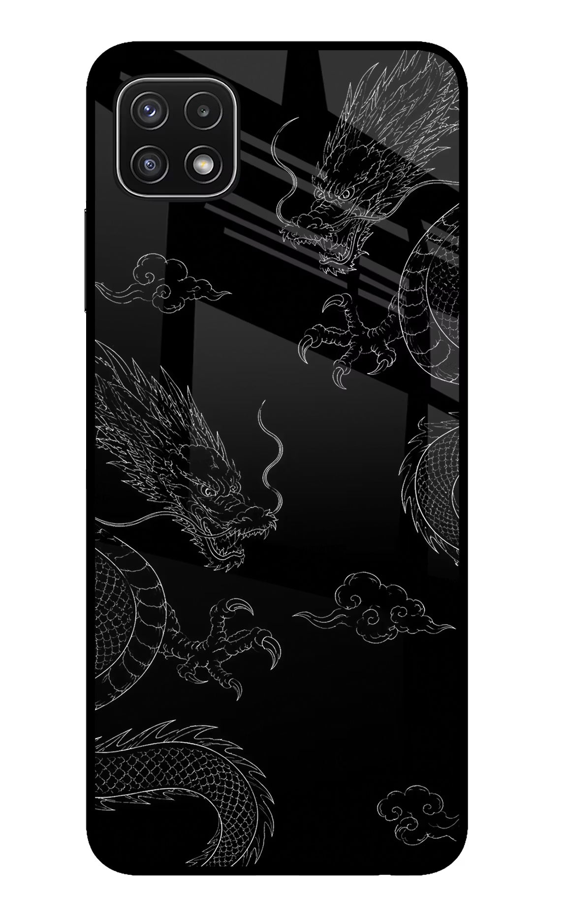 Twin Dragons Samsung A22 5G Glass Case Back Cover by Casekaro