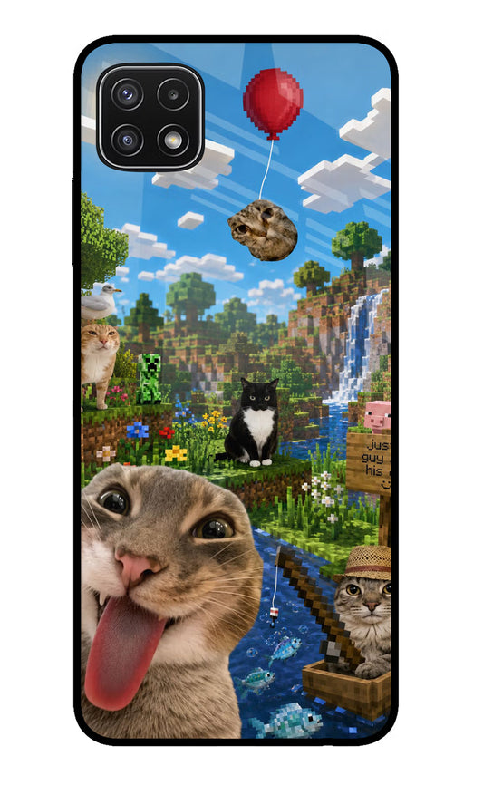 Minecraft Cat Chaos Samsung A22 5G Glass Case