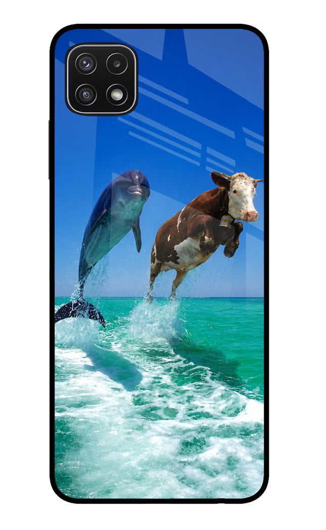Dolphin vs Cow Samsung A22 5G Glass Case