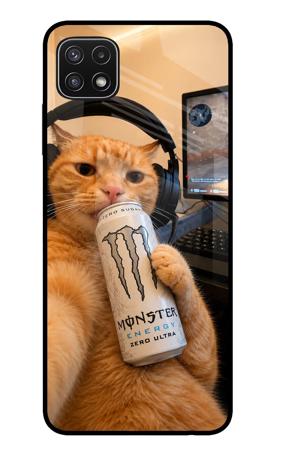 Gamer Cat Energy Samsung A22 5G Glass Case