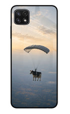 Skydiving Cow Samsung A22 5G Glass Case