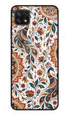 White Mayura Samsung A22 5G Glass Case