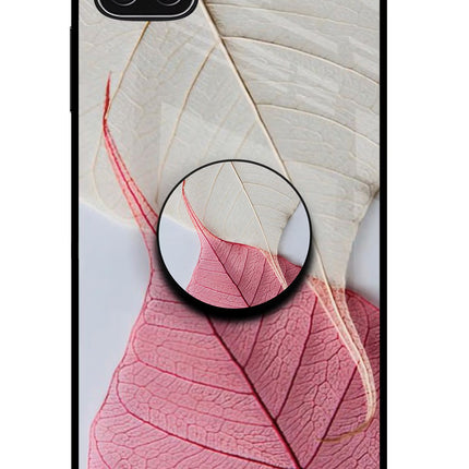 White Pink Leaf Samsung A22 5G Glass Case