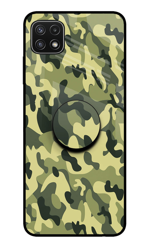 Camouflage Samsung A22 5G Glass Case