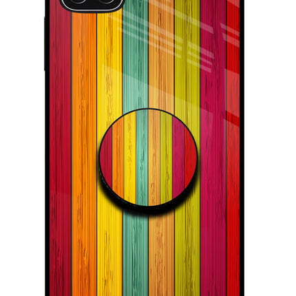 Multicolor Wooden Samsung A22 5G Glass Case