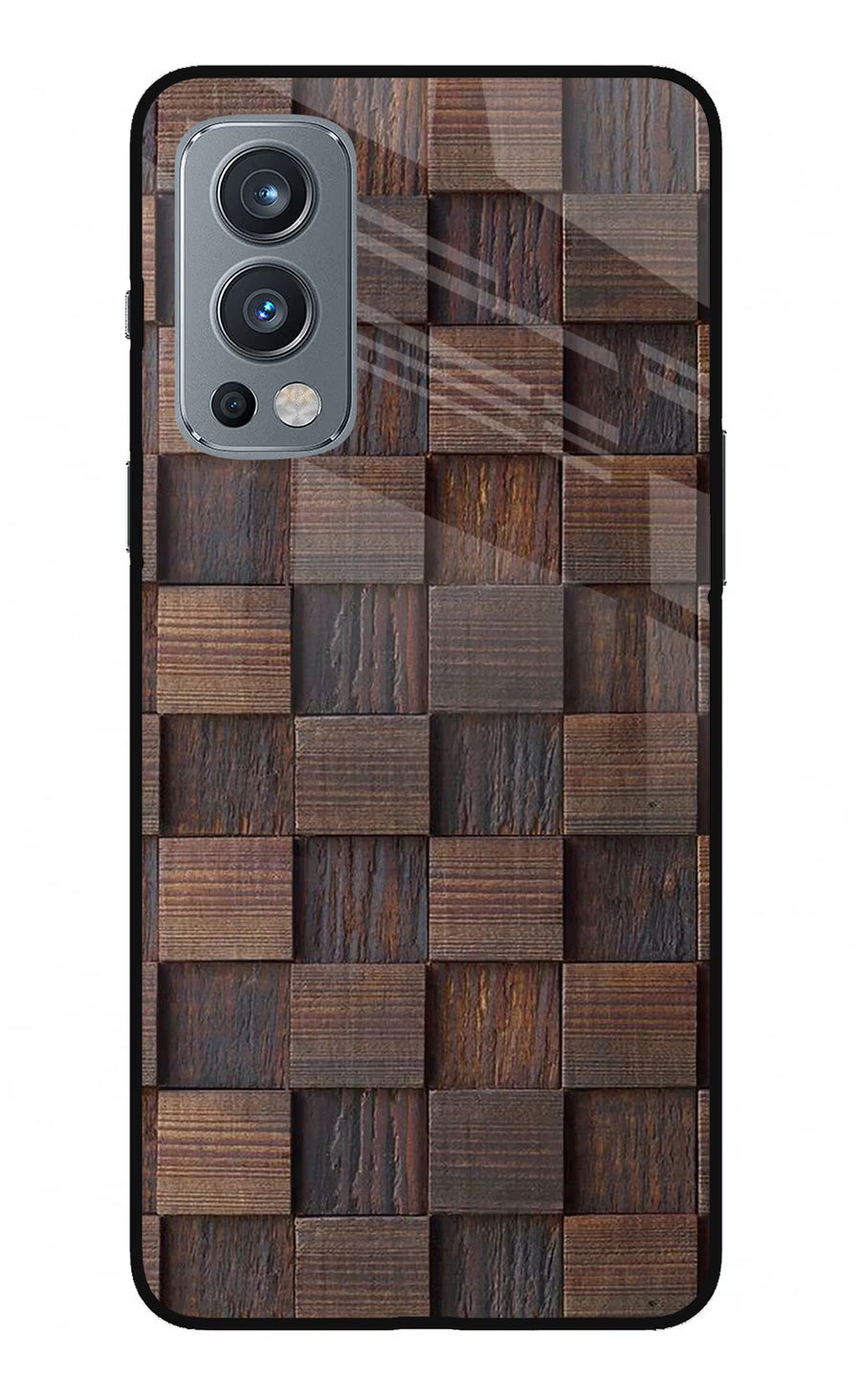 Wooden Cube Design OnePlus Nord 2 5G Back Cover, Glass case