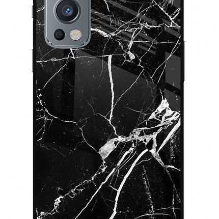 Black Marble Pattern OnePlus Nord 2 5G Glass Case