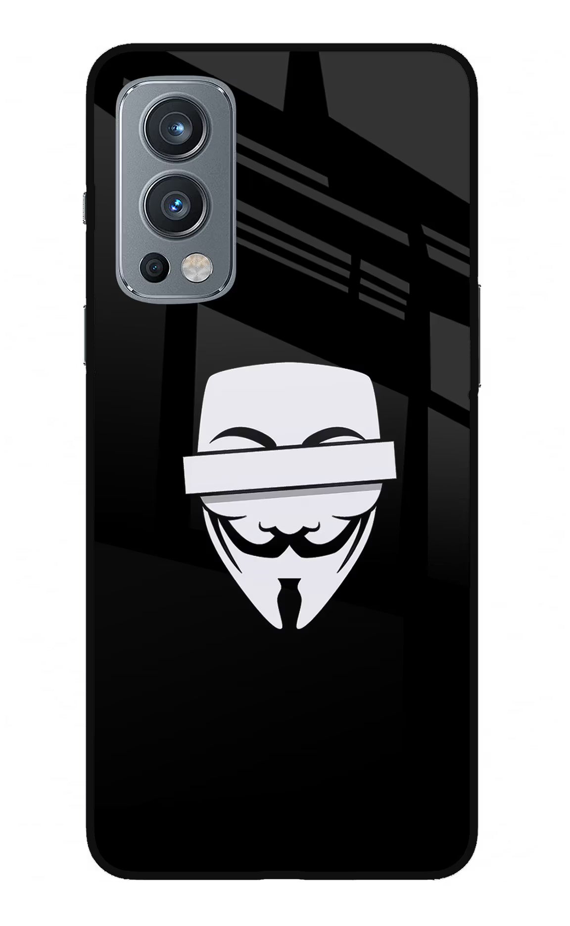 Anonymous Face OnePlus Nord 2 5G Glass Case Back Cover by Casekaro