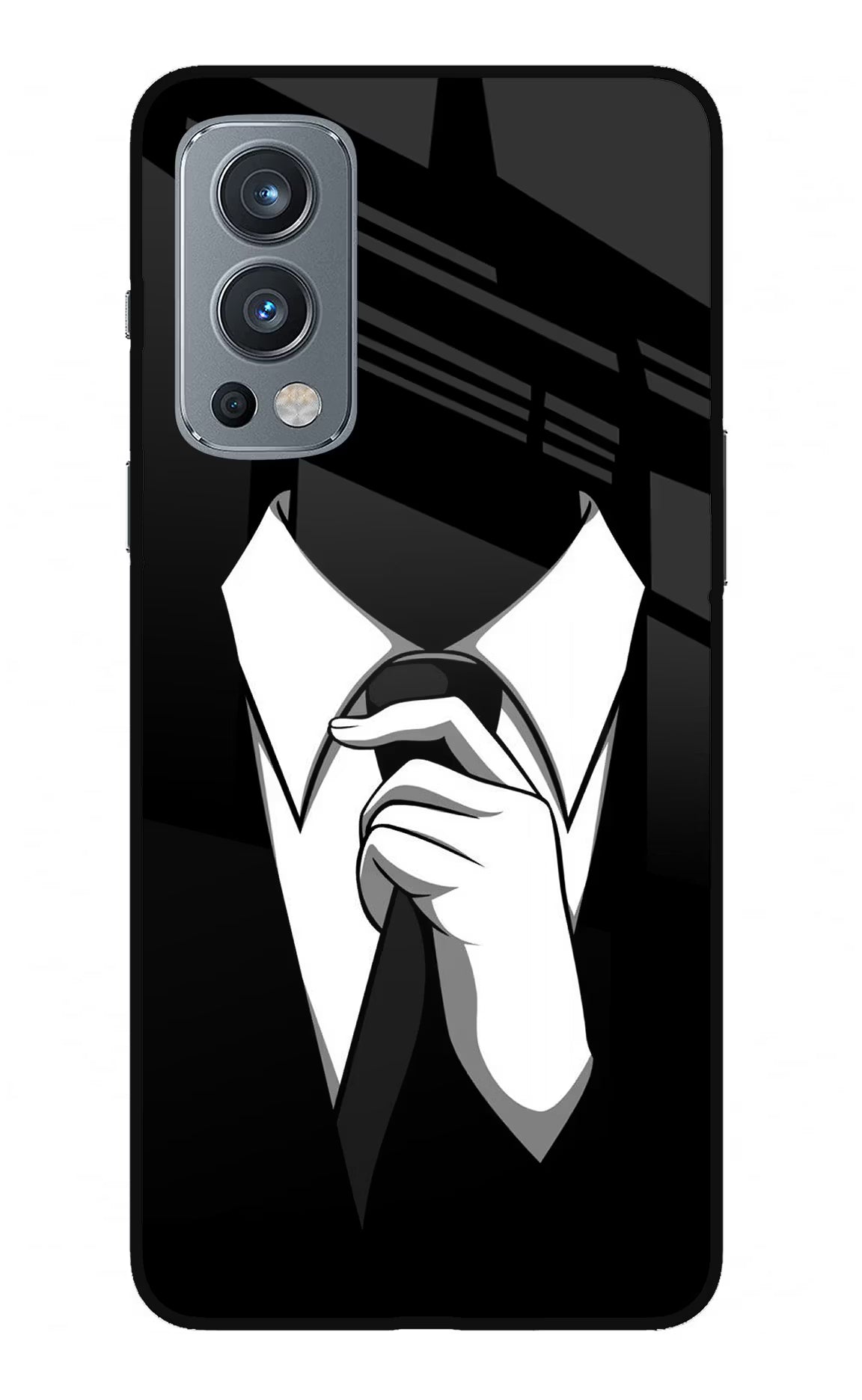 Black Tie OnePlus Nord 2 5G Glass Case Back Cover by Casekaro