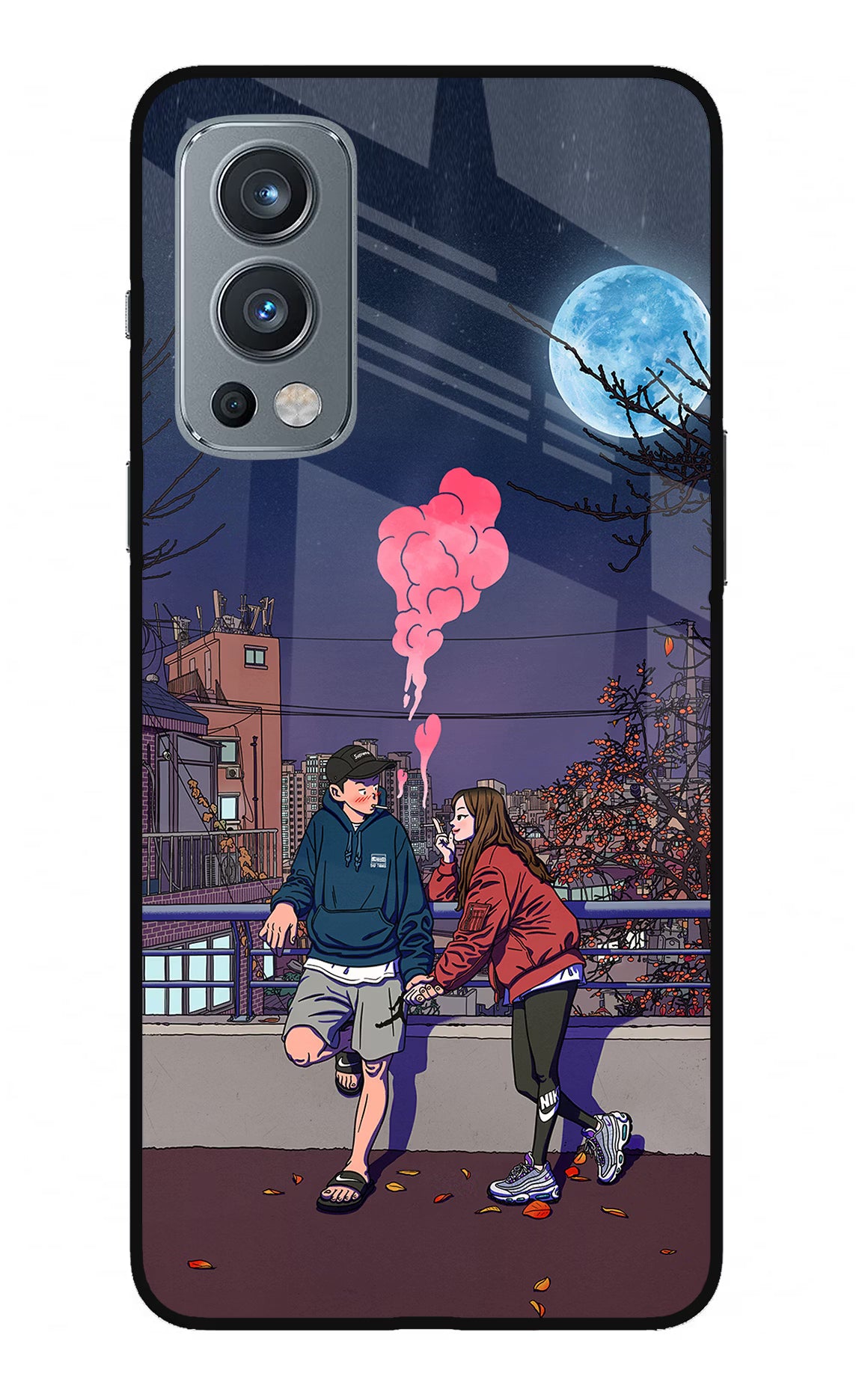 Chilling Couple OnePlus Nord 2 5G Glass Case Back Cover by Casekaro