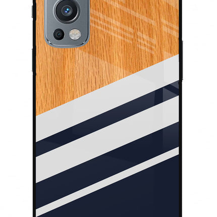 Blue and white wooden OnePlus Nord 2 5G Glass Case