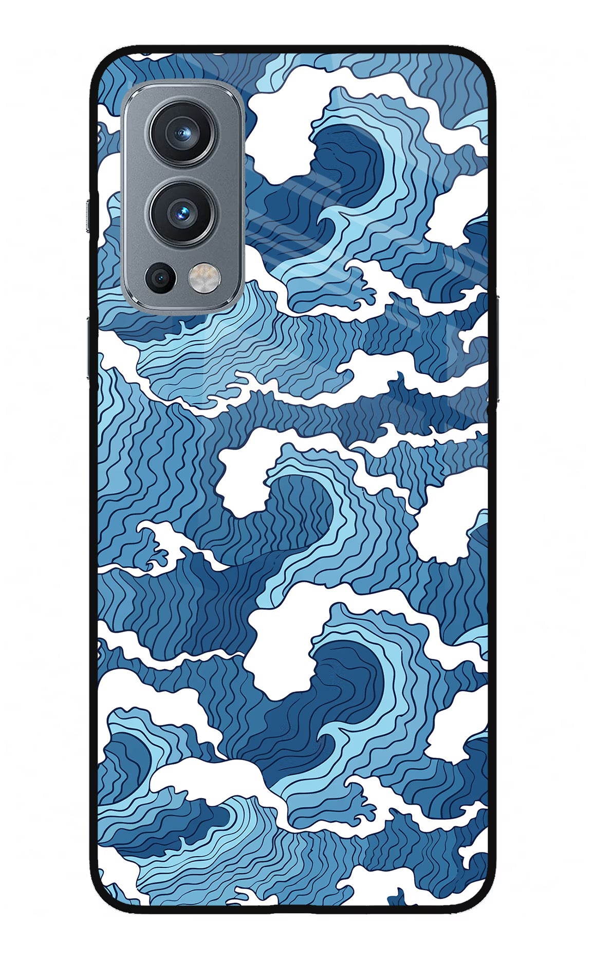 Blue Waves OnePlus Nord 2 5G Glass Case Back Cover by Casekaro