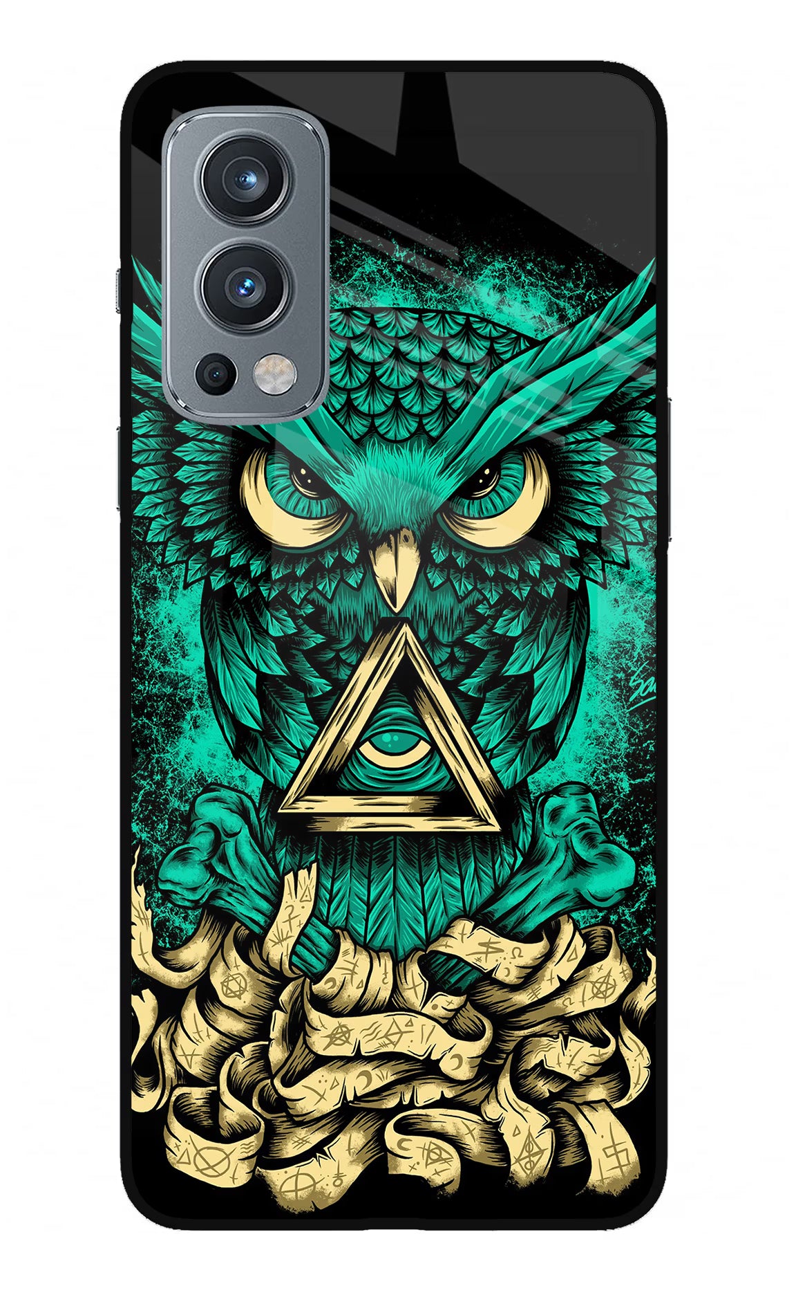 Green Owl OnePlus Nord 2 5G Glass Case Back Cover by Casekaro