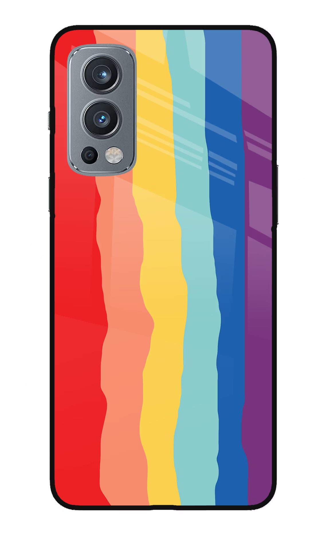 Rainbow OnePlus Nord 2 5G Glass Case Back Cover by Casekaro