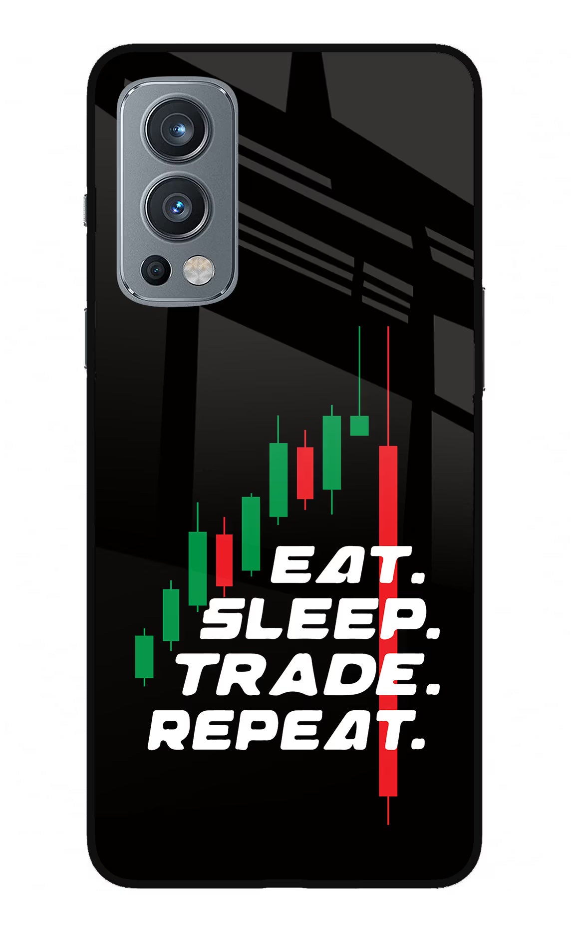 Eat Sleep Trade Repeat OnePlus Nord 2 5G Glass Case Back Cover by Casekaro