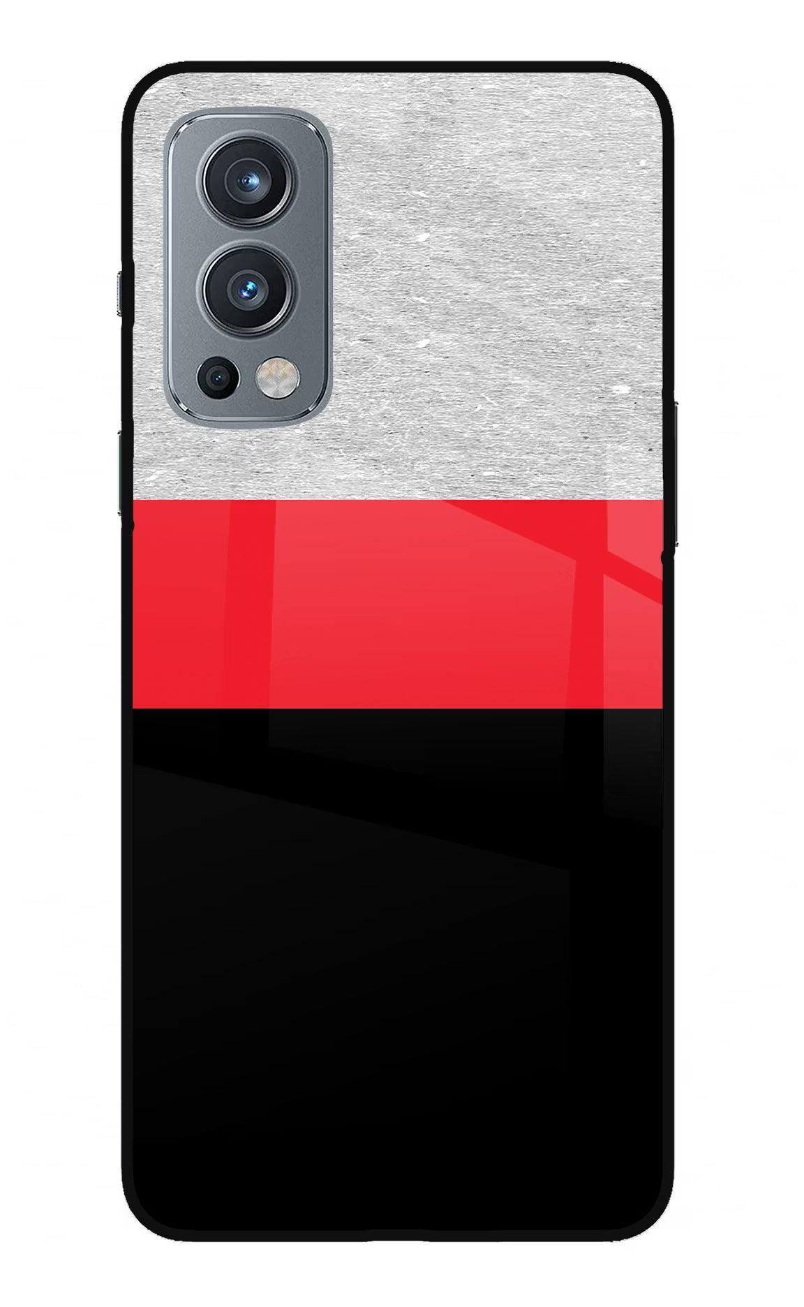 Tri Color Pattern OnePlus Nord 2 5G Glass Case Back Cover by Casekaro