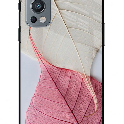 White Pink Leaf OnePlus Nord 2 5G Glass Case