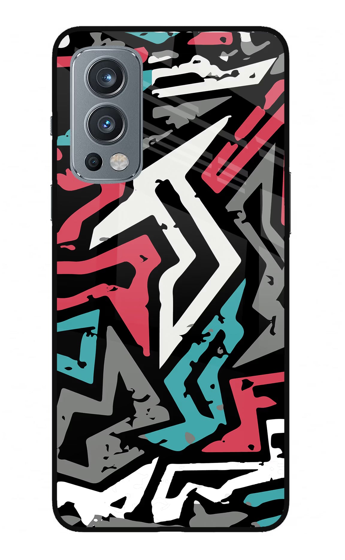 Geometric Graffiti OnePlus Nord 2 5G Glass Case Back Cover by Casekaro