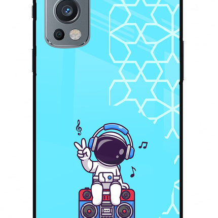 Cute Astronaut Chilling OnePlus Nord 2 5G Glass Case