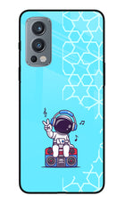 Cute Astronaut Chilling OnePlus Nord 2 5G Glass Case