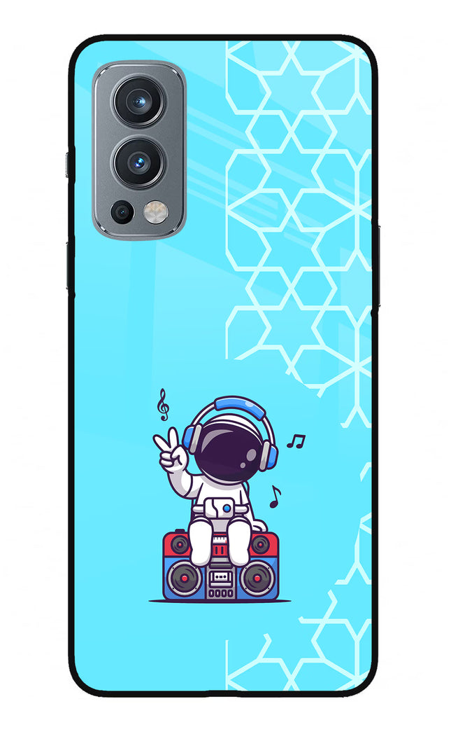 Cute Astronaut Chilling OnePlus Nord 2 5G Glass Case