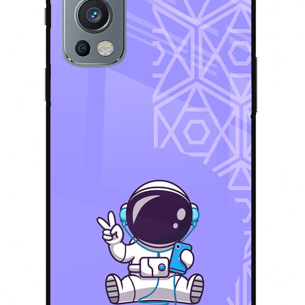 Cute Astronaut Chilling OnePlus Nord 2 5G Glass Case