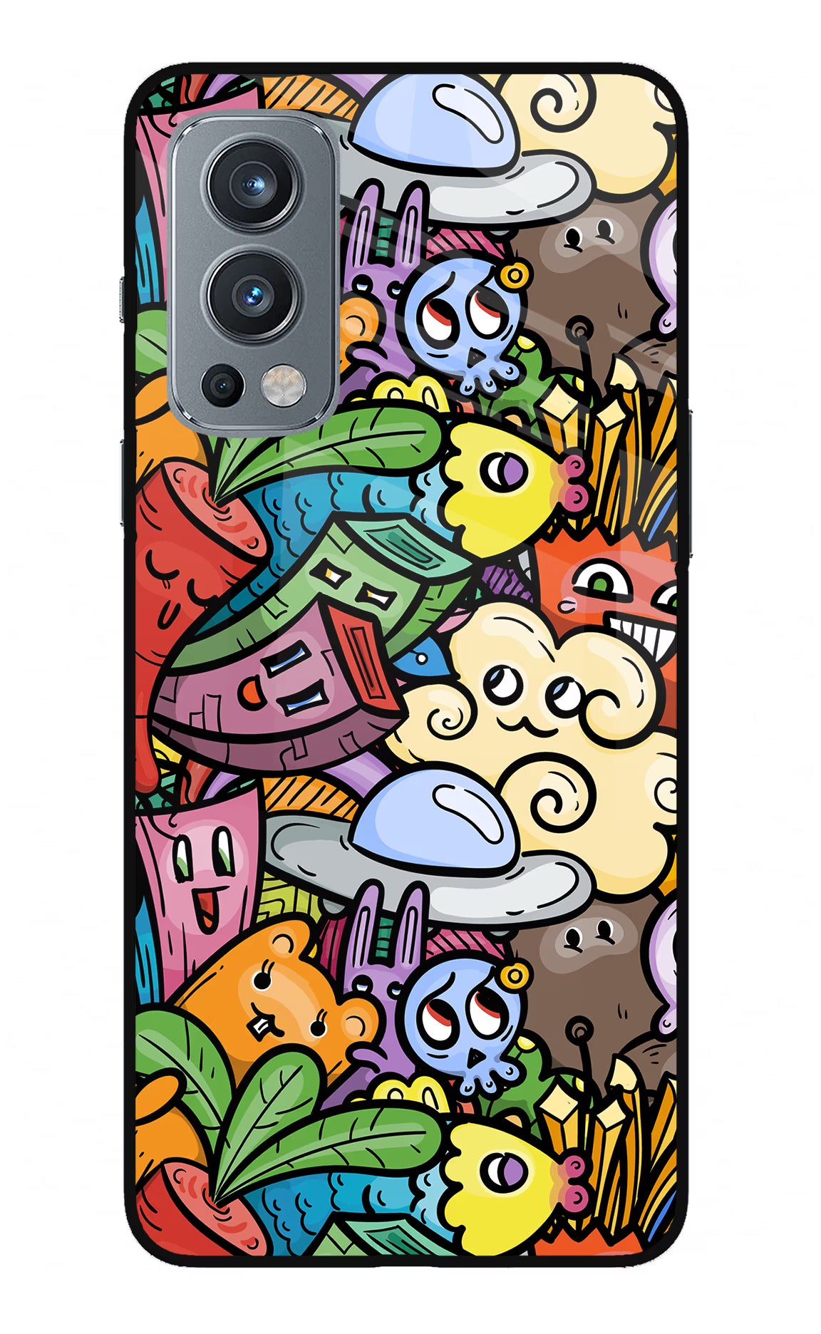 Veggie Doodle OnePlus Nord 2 5G Glass Case Back Cover by Casekaro