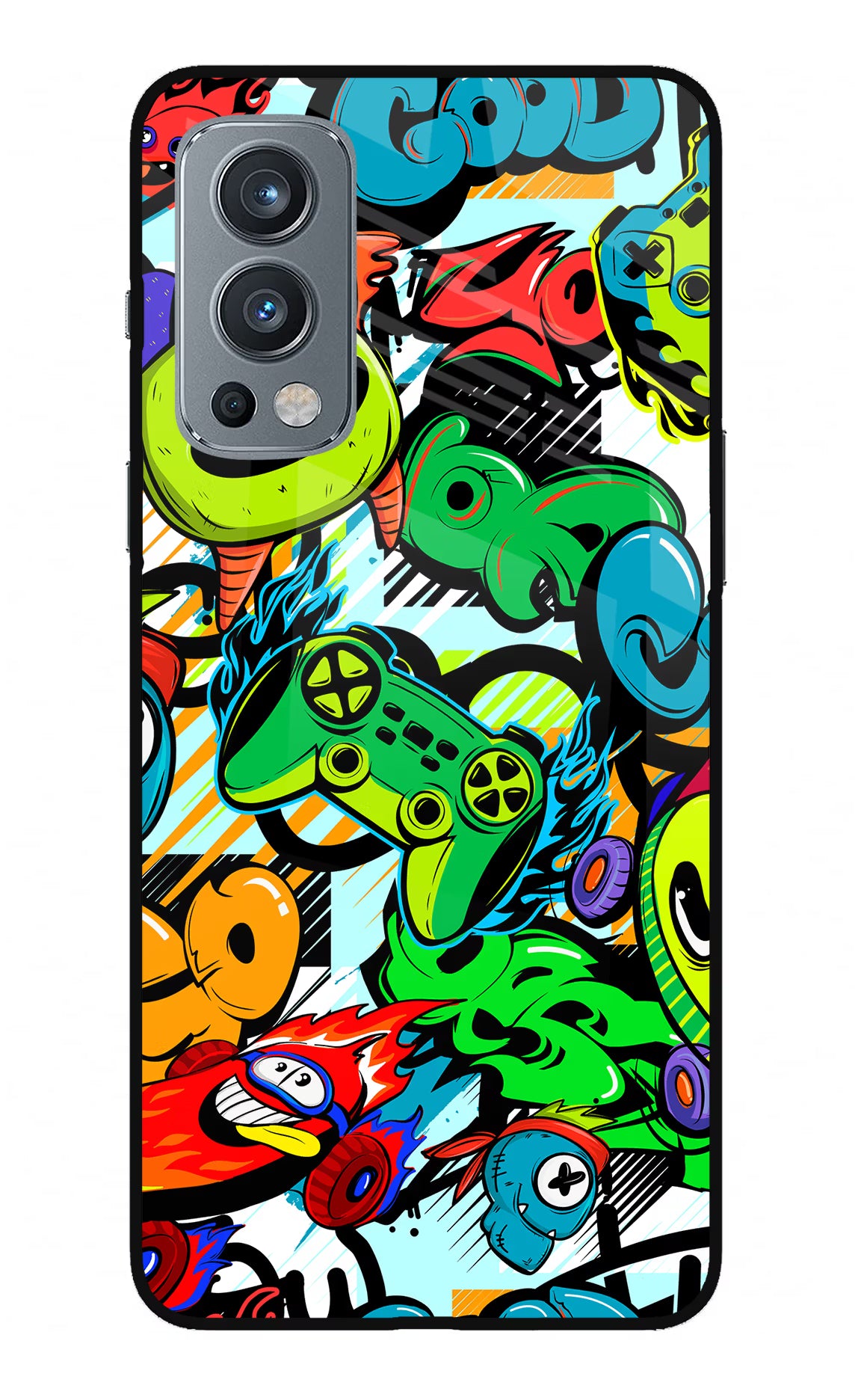 Game Doodle OnePlus Nord 2 5G Glass Case Back Cover by Casekaro