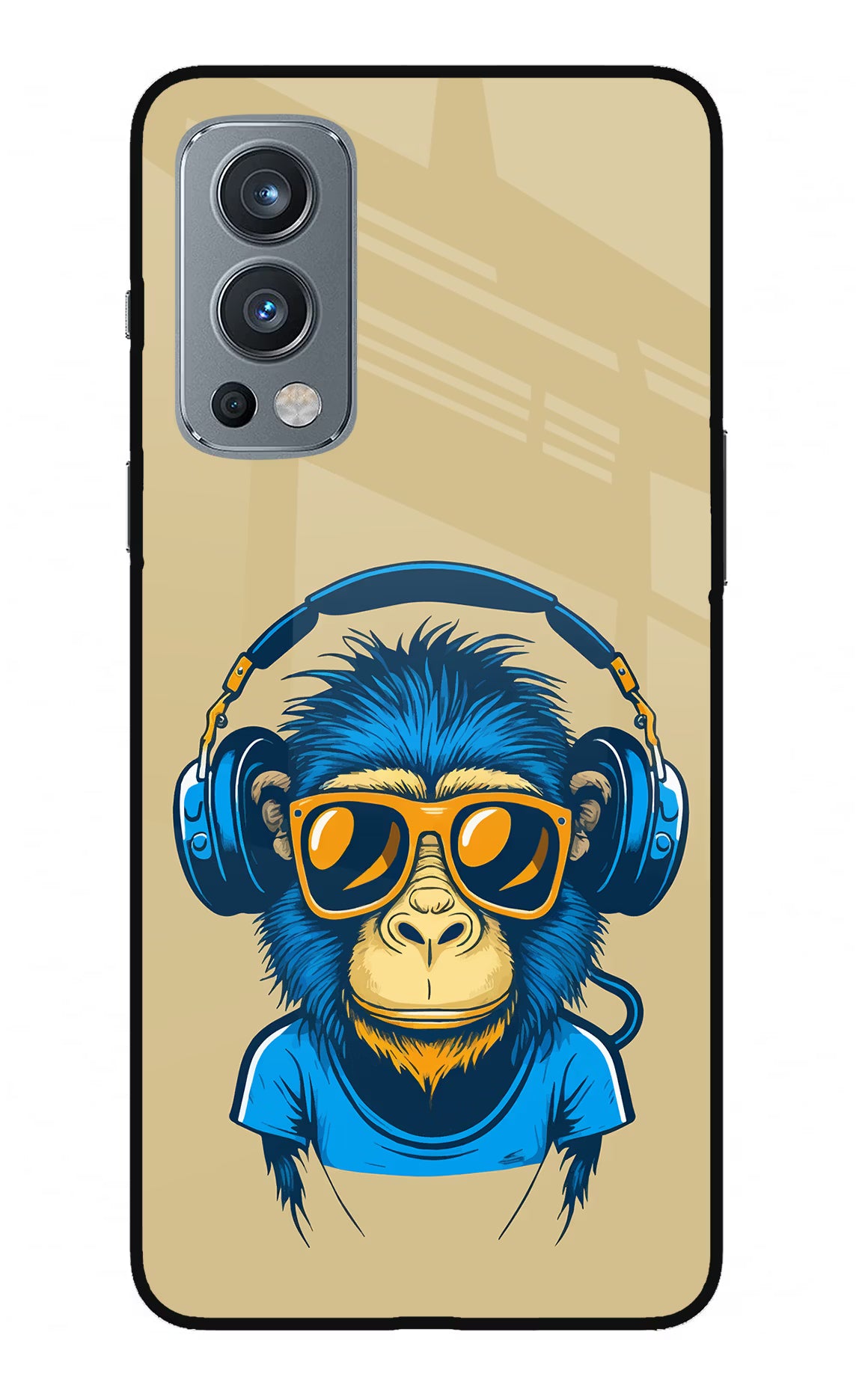 Monkey Headphone OnePlus Nord 2 5G Glass Case Back Cover by Casekaro