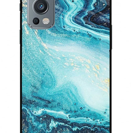 Blue Glitter Marble OnePlus Nord 2 5G Glass Case