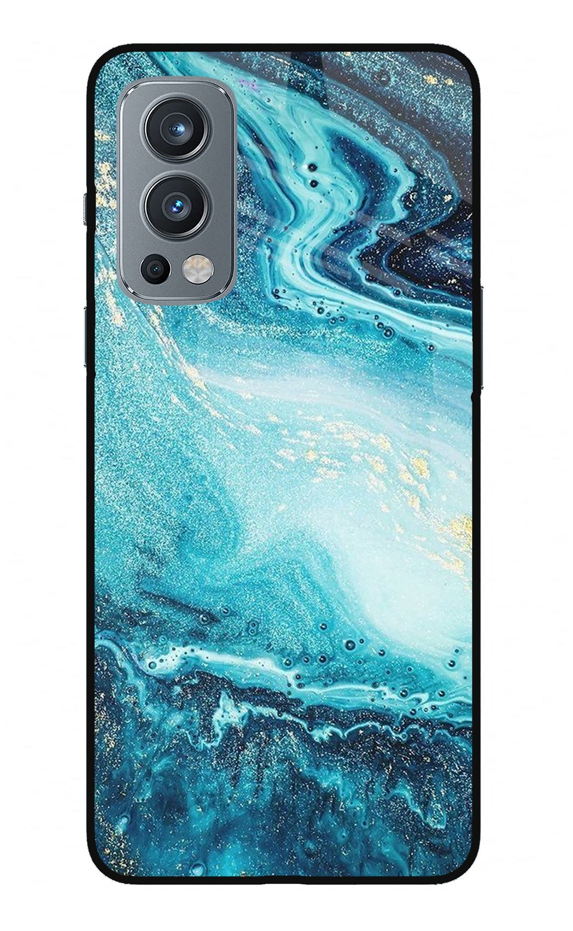 Blue Glitter Marble OnePlus Nord 2 5G Glass Case